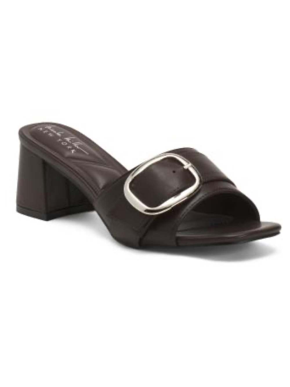 Nicole Miller Brown Slide Mule with Silver Buckle